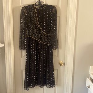 Vintage Hanse Mori Lurex Boutique One of a Kind Midi Dress 100% Silk, sz 4